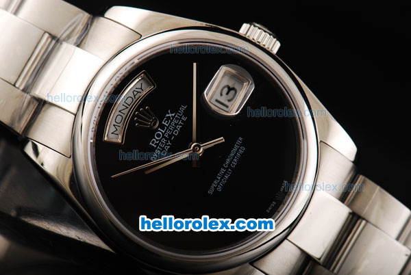 Rolex Day Date Swiss ETA 2836 Automatic Movement Full Steel with Black Dial - Click Image to Close